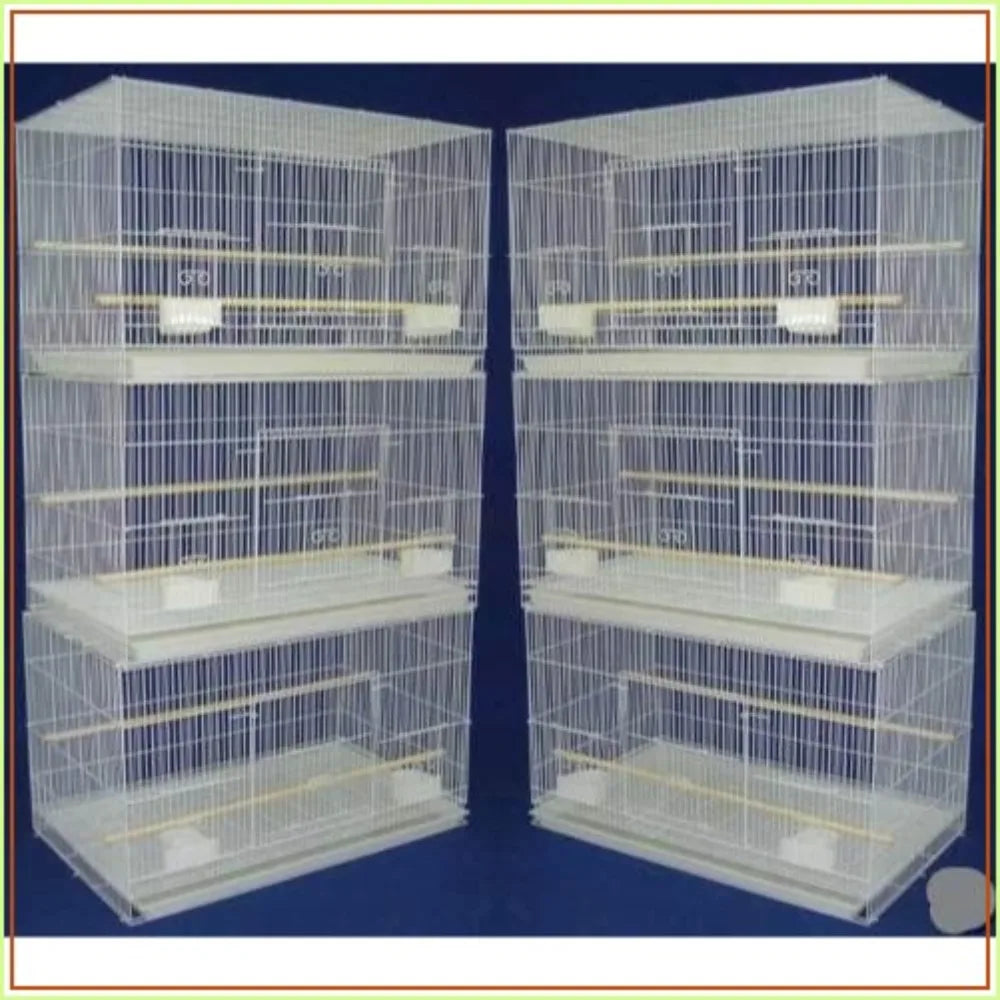 Lot of 6 Breeding Bird Carrier Cage for Parakeet Canary Finch Loverbird (White)