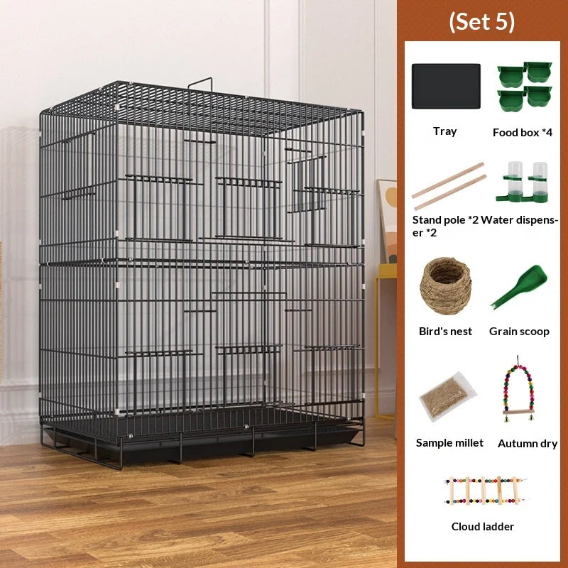Large Bird Cage Multi Level Double Deck Spacious Easy Clean Indoor/Outdoor Cockatiel Budgie