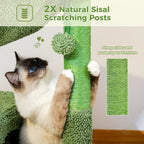 Cactus Cat Tree with Large Condo, Hammock, Dangling Ball, Cat Tower, Indoor, Cat Toys