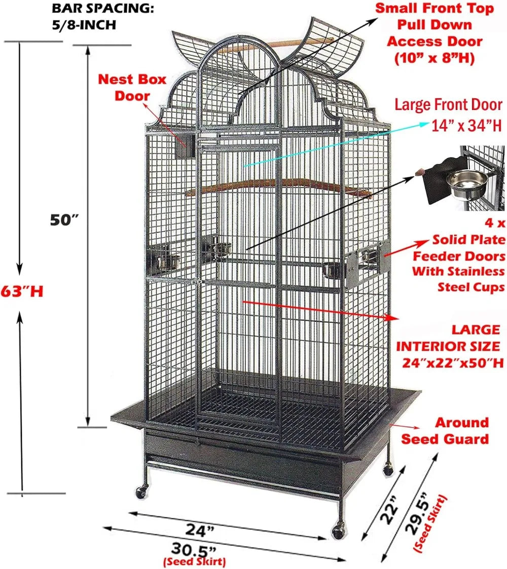 Large Elegance and Durable Wrought Iron Rolling Cage,
