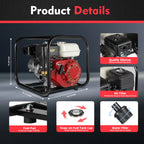 Water Pump, 2 inch 6.5HP 4 Stroke Pump, 210cc, for Irrigation, Fish Pond Breeding