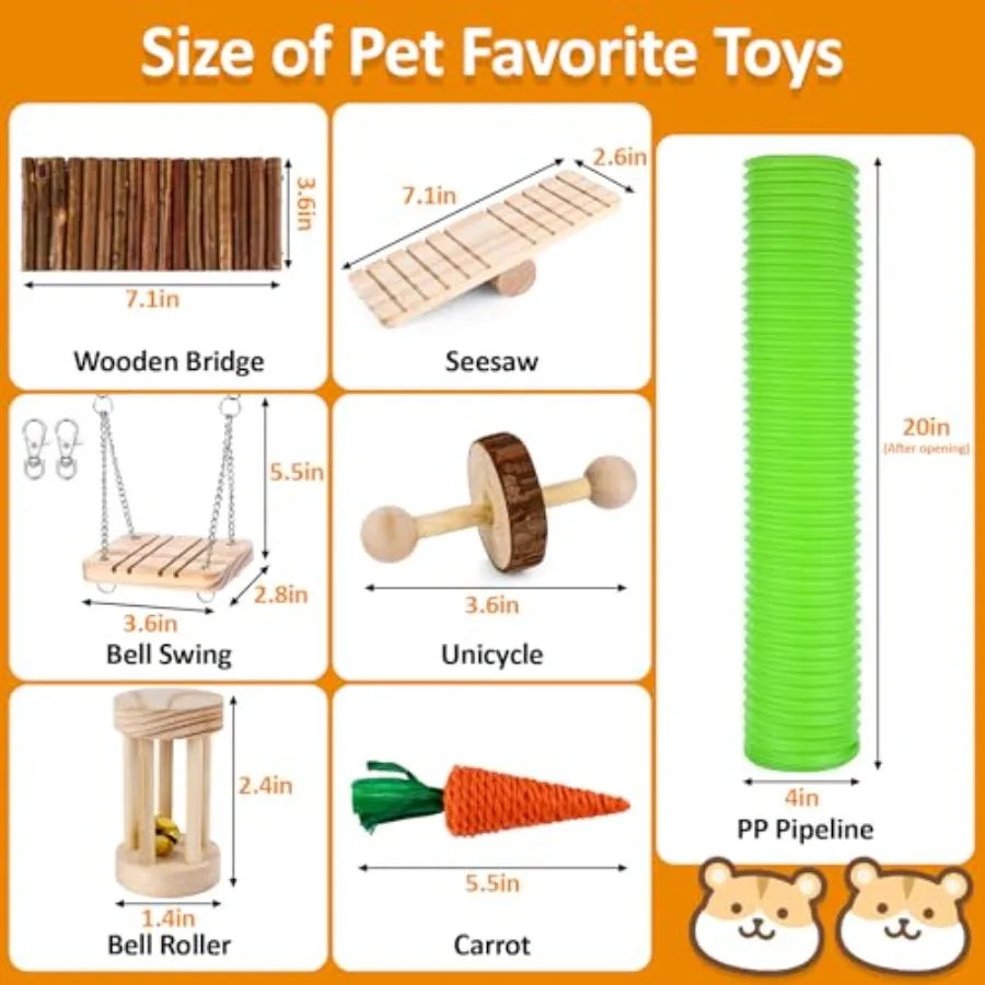Hamster Toys Set, Guinea Pig Small Animal Toy Cage Accessories, Chinchillas, Gerbils, Rats, Rabbit Rodents