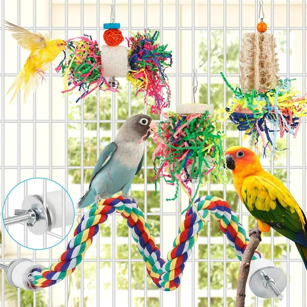 6 PCS Bird Chew Toys Cage Removal Pendant