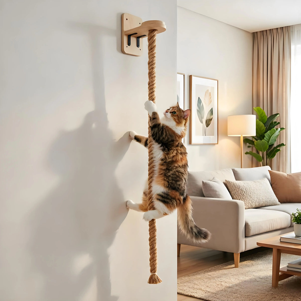 Cat Climbing Shelf and Rope Tree Wall Mounted Scratching Post