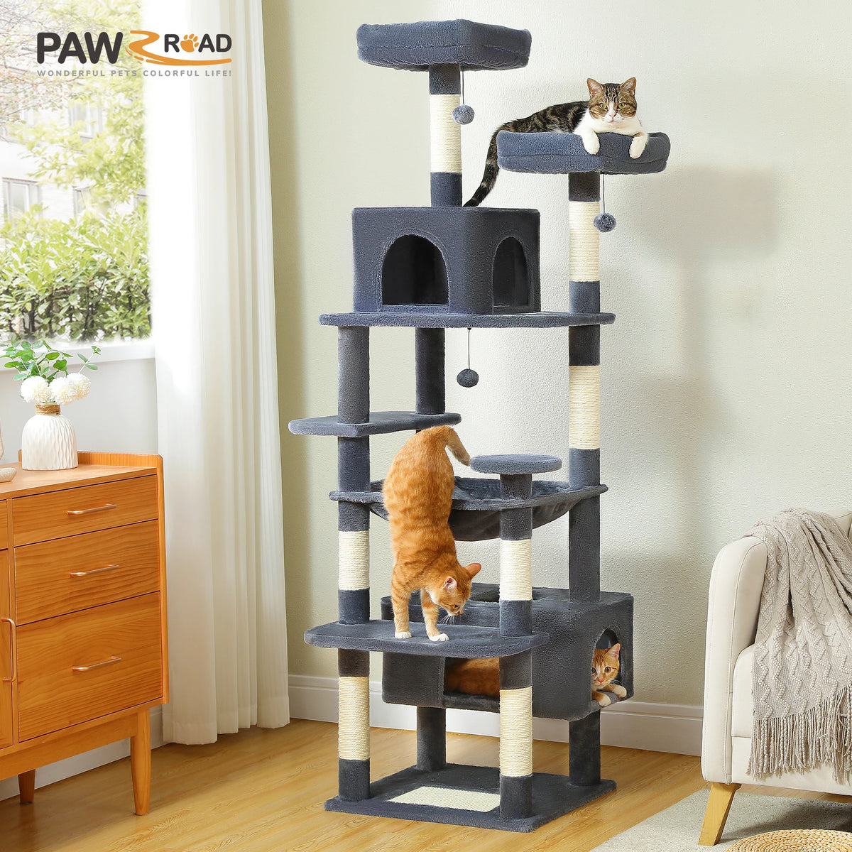 Large Cat Tree and Tower for Indoor Cats With Scratching Posts