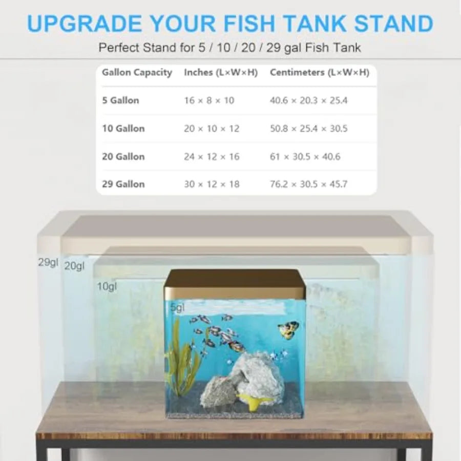20-29 Gallon Fish Tank Stand, 3-Tier Adjustable Stand, Reptile Breeder Turtle Terrarium