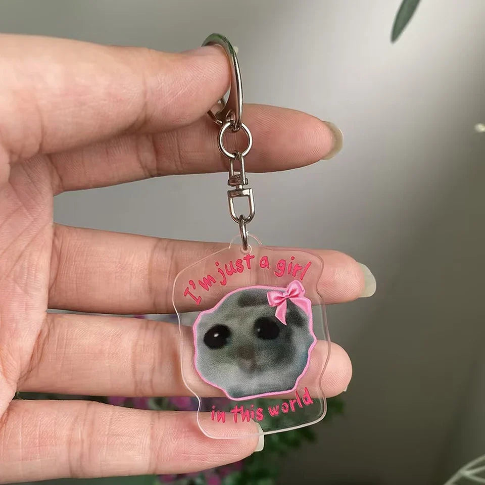Sad Hamster Violin Song Plush Keychain Bag Charm Cute 2024 Key Ring Accessories Gift