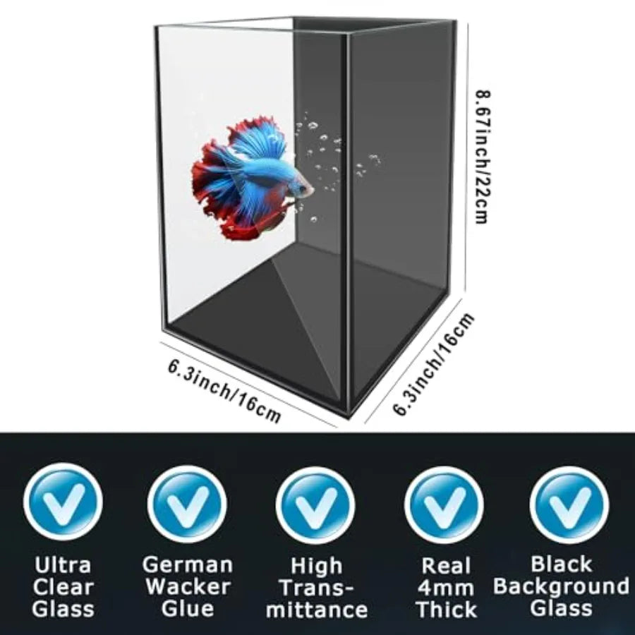 Glass Betta Aquarium Starter Kits 1.5 Gallon with LED Light