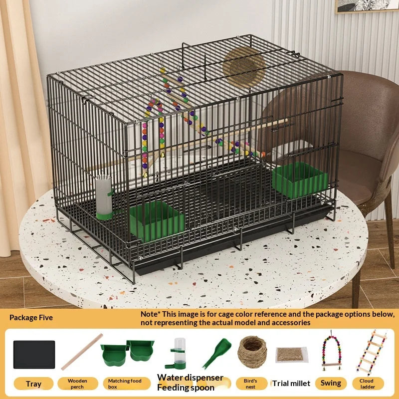 Large Bird Cage Multi Level Double Deck Spacious Easy Clean Indoor/Outdoor Cockatiel Budgie