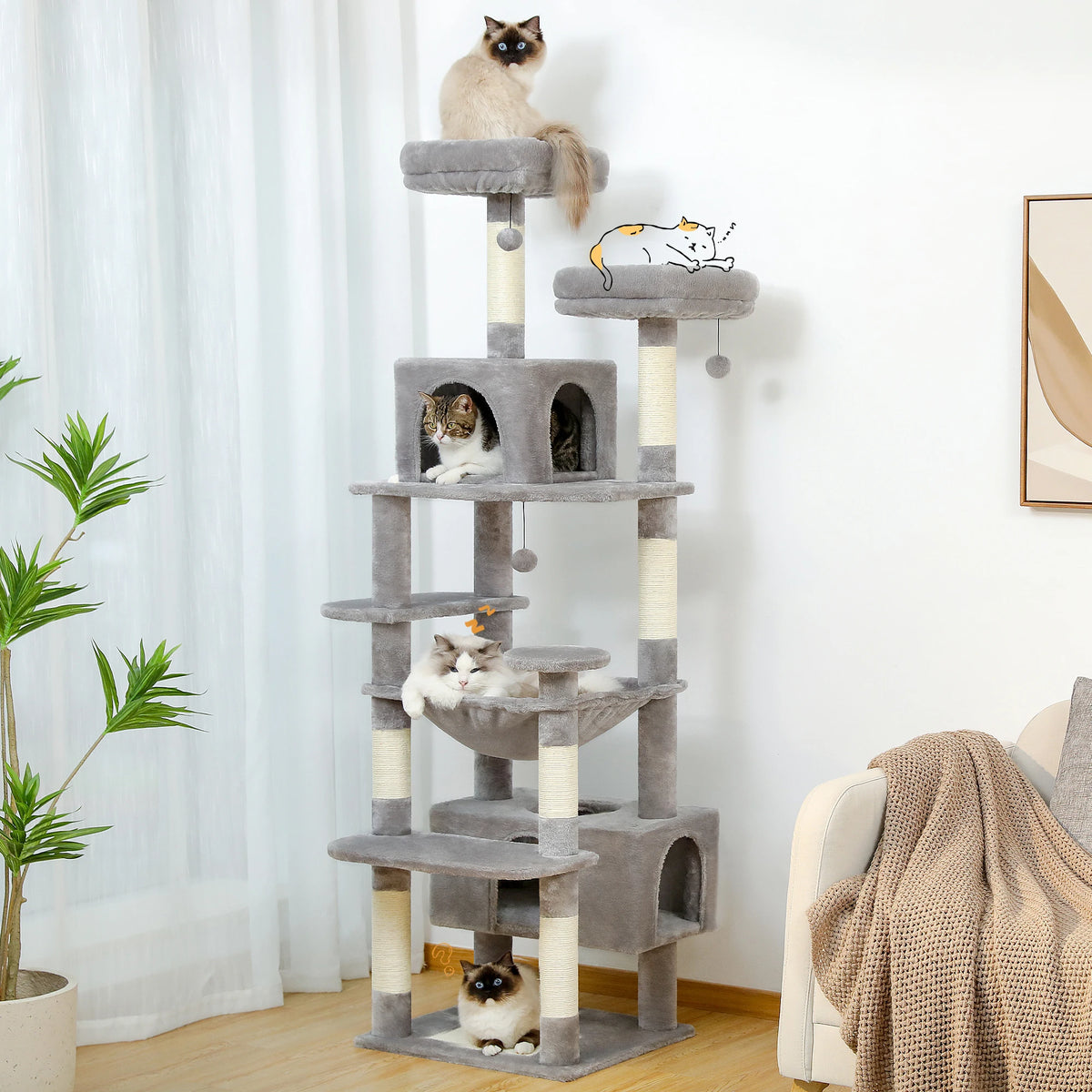 Large Cat Tree and Tower for Indoor Cats With Scratching Posts