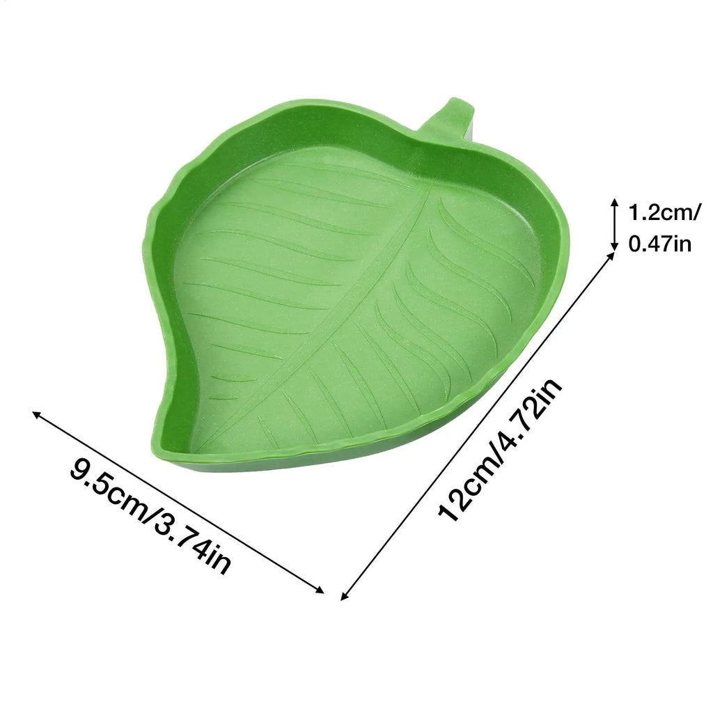 Reptile Leaf Shape Dish Flat Water Plate for Lizards Young Bearded Dragons Chameleon Small Snakes Water Plate for Turtle Lizards