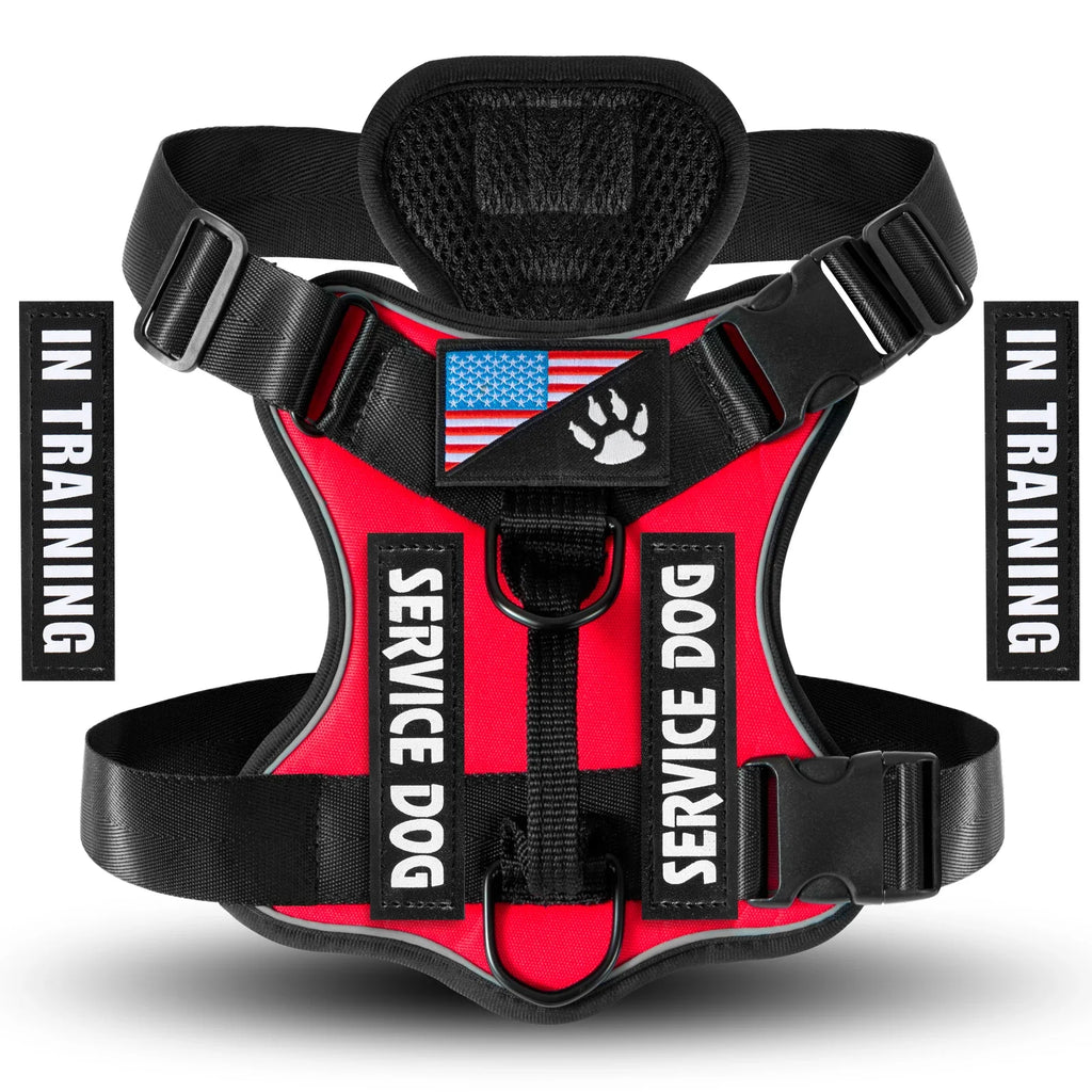 Service Dog Harness, Reflective Dog Vest with 5 PCS Patches, Adjustable Soft