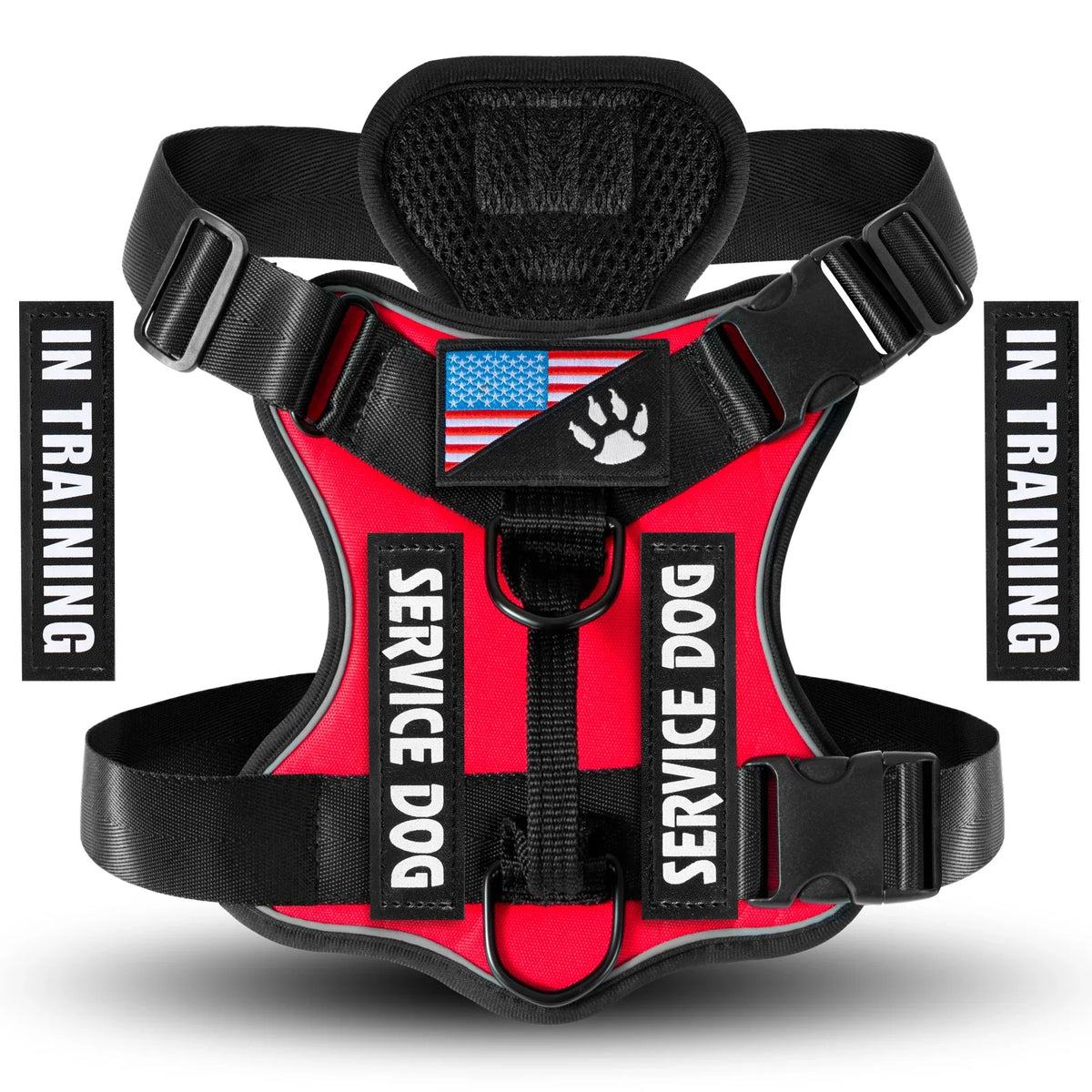 Service Dog Harness, Reflective Dog Vest with 5 PCS Patches, Adjustable Soft