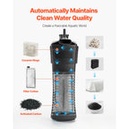 Fish Tank Aquarium 5Gal Square Ultra-Clear Glass Starter Tank Self Cleaning System