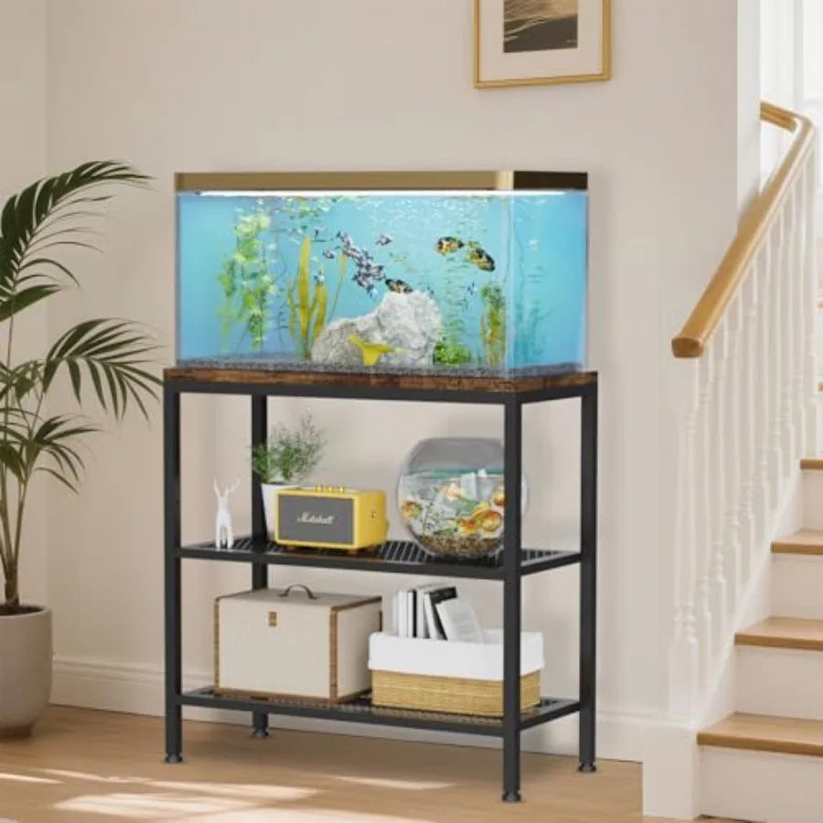 20-29 Gallon Fish Tank Stand, 3-Tier Adjustable Stand, Reptile Breeder Turtle Terrarium