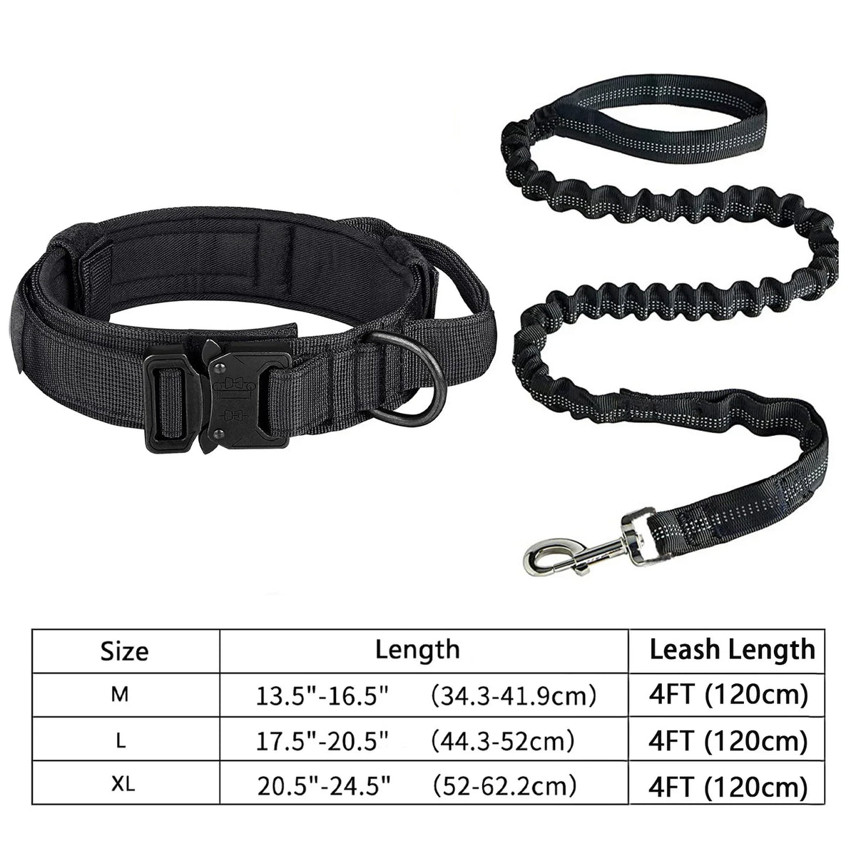 Heavy-Duty Military Tactical Dog Collar & Leash Set | Adjustable Training Collar for All Dogs