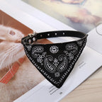 Adjustable PU Dog Cat Collar w/ Detachable Scarf AccessoriesSmall Medium Dogs and Cats