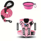 Service Dog Harness Leash Set w/ 1pc Folding Bowl Reflective  Dog Soft Oxford For Small Dog