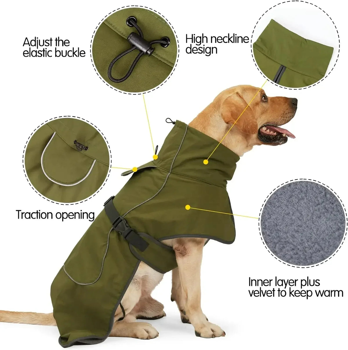 Winter Clothes for Dogs Adjustable Clothes with Harness for Small Medium Large Dog