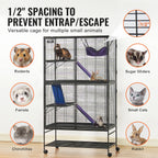 64.6"Rolling Metal Cage Large 4-Tier