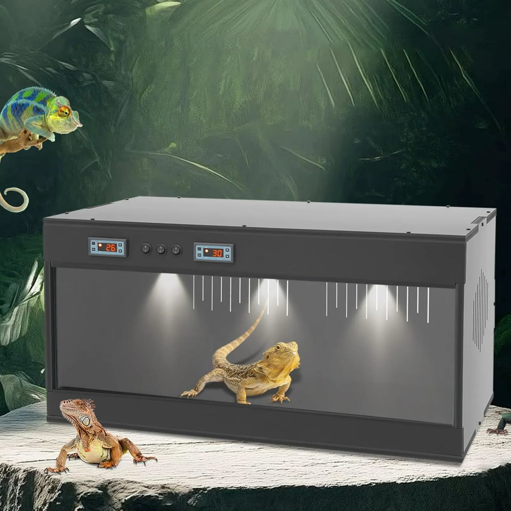 Large Reptile Tank Front Opening w/ Temperature Control Glass Sliding Door for Lizard Snake