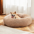 Anti-Slip Round Fluffy Calming Washable Dog Bed