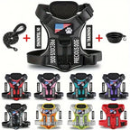 Service Dog Harness Leash Set w/ 1pc Folding Bowl Reflective  Dog Soft Oxford For Small Dog
