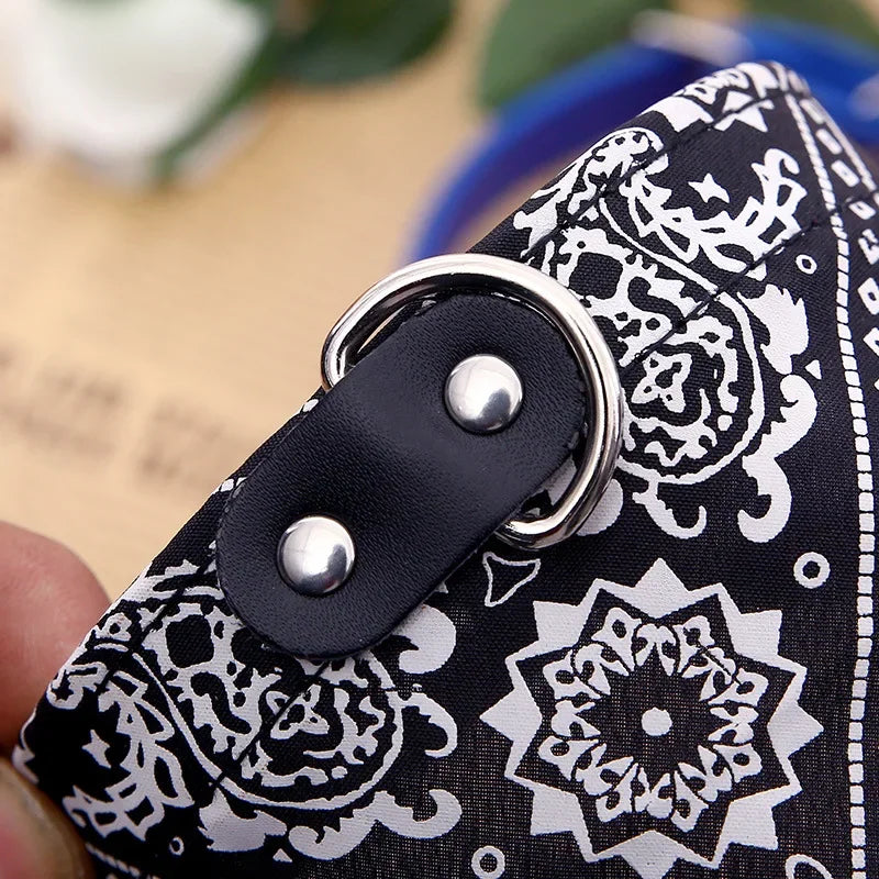 Adjustable PU Dog Cat Collar w/ Detachable Scarf AccessoriesSmall Medium Dogs and Cats