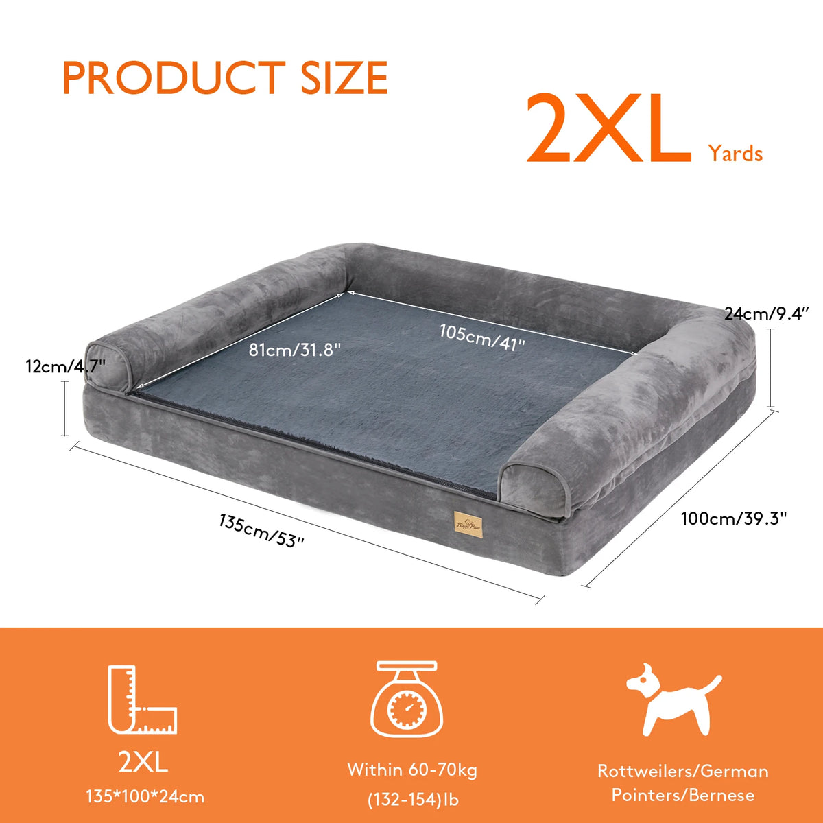 Dog Bed Extra Large Sleeping Bed Cushion, Washable Cover Soft Sponge Foam