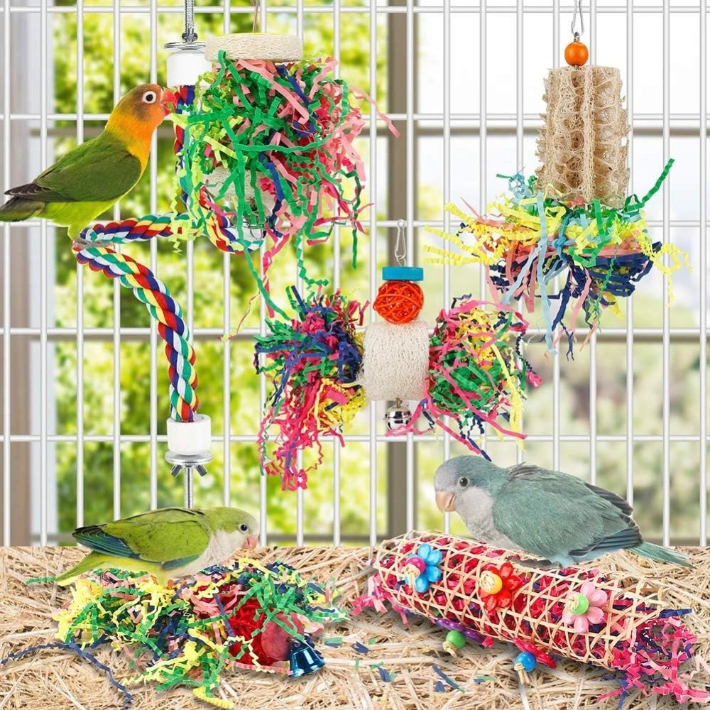 6 PCS Bird Chew Toys Cage Removal Pendant
