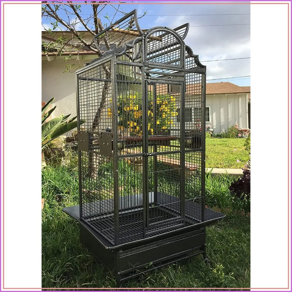 Large Elegance and Durable Wrought Iron Rolling Cage,