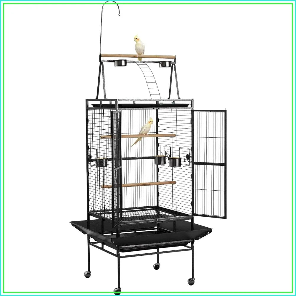 32.7x31.1x82.7 inch Bird Cage, Open Flat Top, Slide-Out Tray