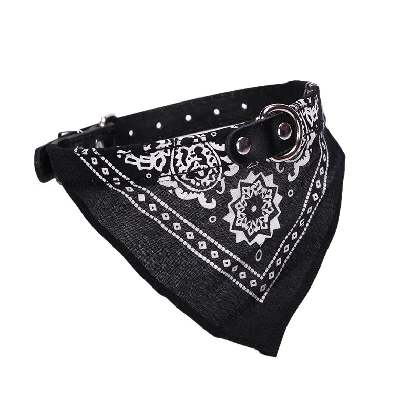 Adjustable PU Dog Cat Collar w/ Detachable Scarf AccessoriesSmall Medium Dogs and Cats