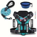 Service Dog Harness Leash Set w/ 1pc Folding Bowl Reflective  Dog Soft Oxford For Small Dog