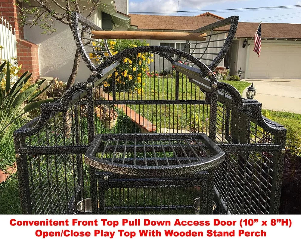 Large Elegance and Durable Wrought Iron Rolling Cage,