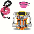 Service Dog Harness Leash Set w/ 1pc Folding Bowl Reflective  Dog Soft Oxford For Small Dog