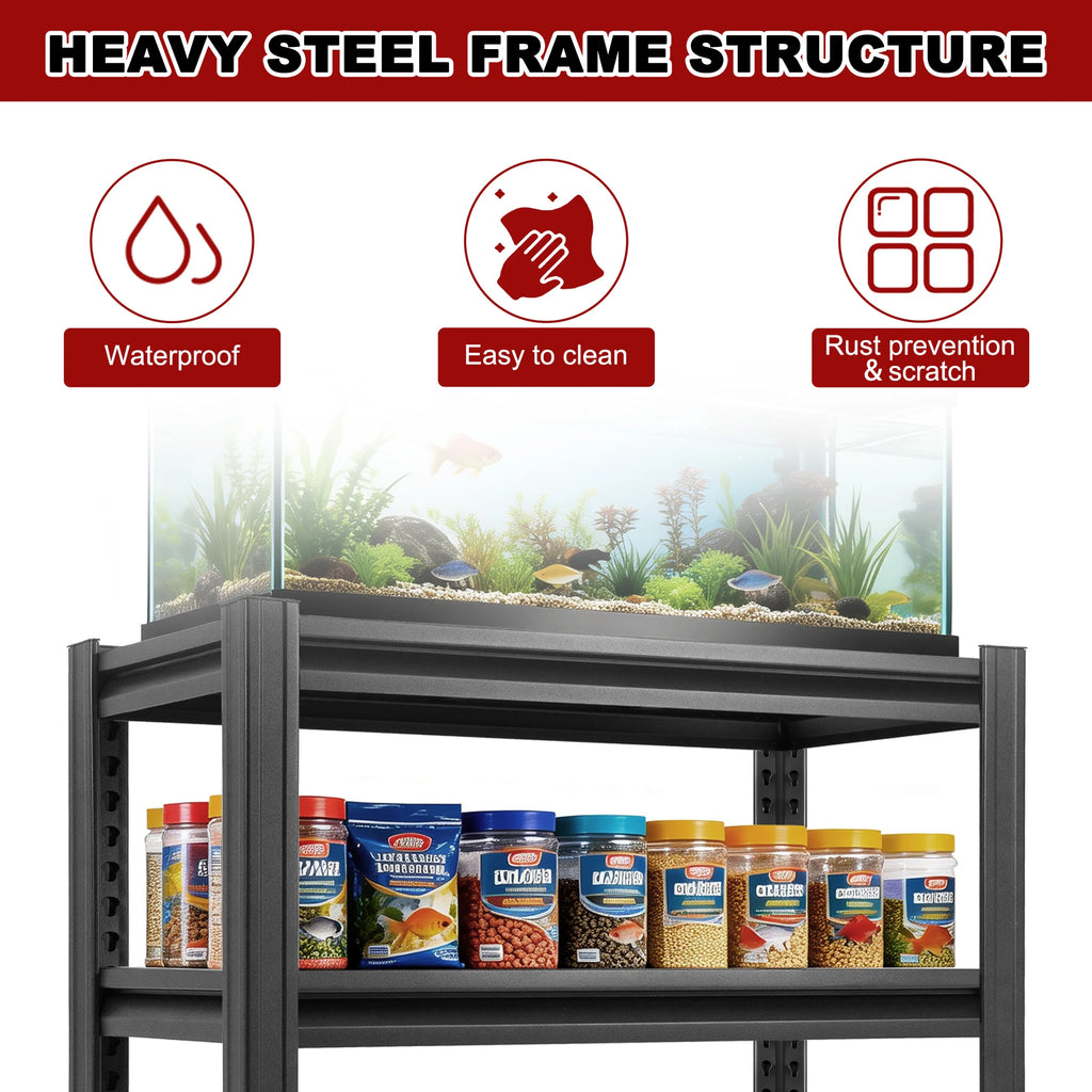 Heavy Duty Metal Aquarium Stand for 20-30 Gallon Fish Tank, 3-Tier Adjustable Storage Shelf, Holds up to 400 Lbs