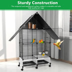 Large 2 tier Bird Cage with
Wheels Stand House Shape