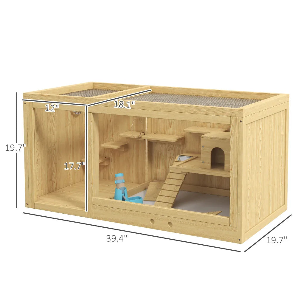Extra Large Multi - Layer Cage Wooden with Pull - Out Tray And Openable Top