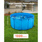Canvas Round Fish Tank with Stable Frame and Drain Valve for Aquaculture Koi Breeding