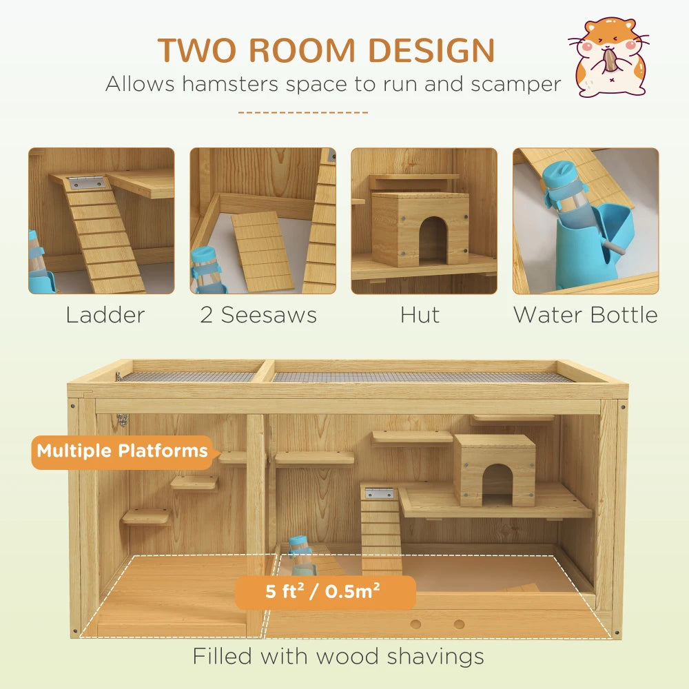 Extra Large Multi - Layer Cage Wooden with Pull - Out Tray And Openable Top