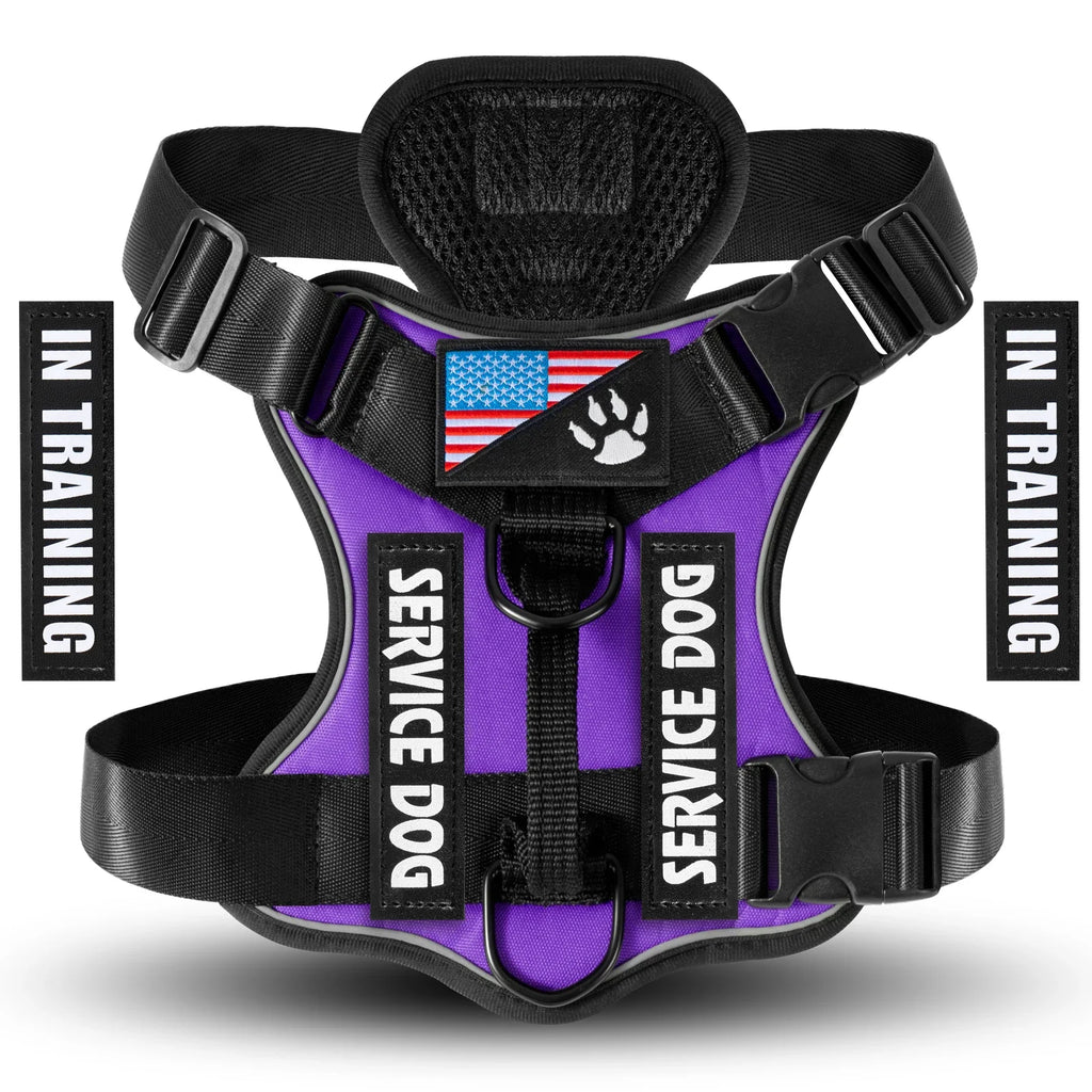 Service Dog Harness, Reflective Dog Vest with 5 PCS Patches, Adjustable Soft