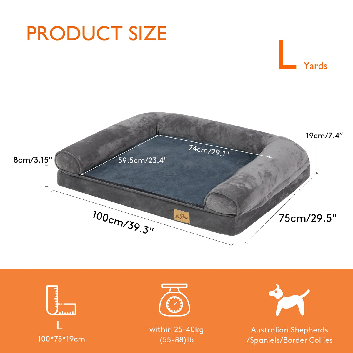 Dog Bed Extra Large Sleeping Bed Cushion, Washable Cover Soft Sponge Foam