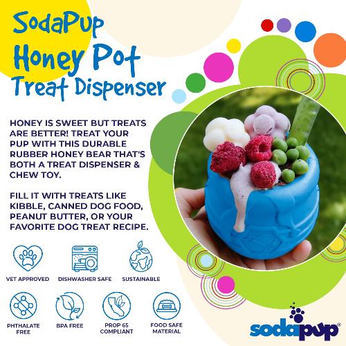 Honey Pot Dog eCup Treat Dispenser | Durable PUP-X Rubber Enrichment Toy