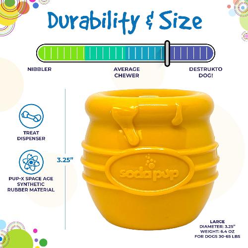 Honey Pot Dog eCup Treat Dispenser | Durable PUP-X Rubber Enrichment Toy