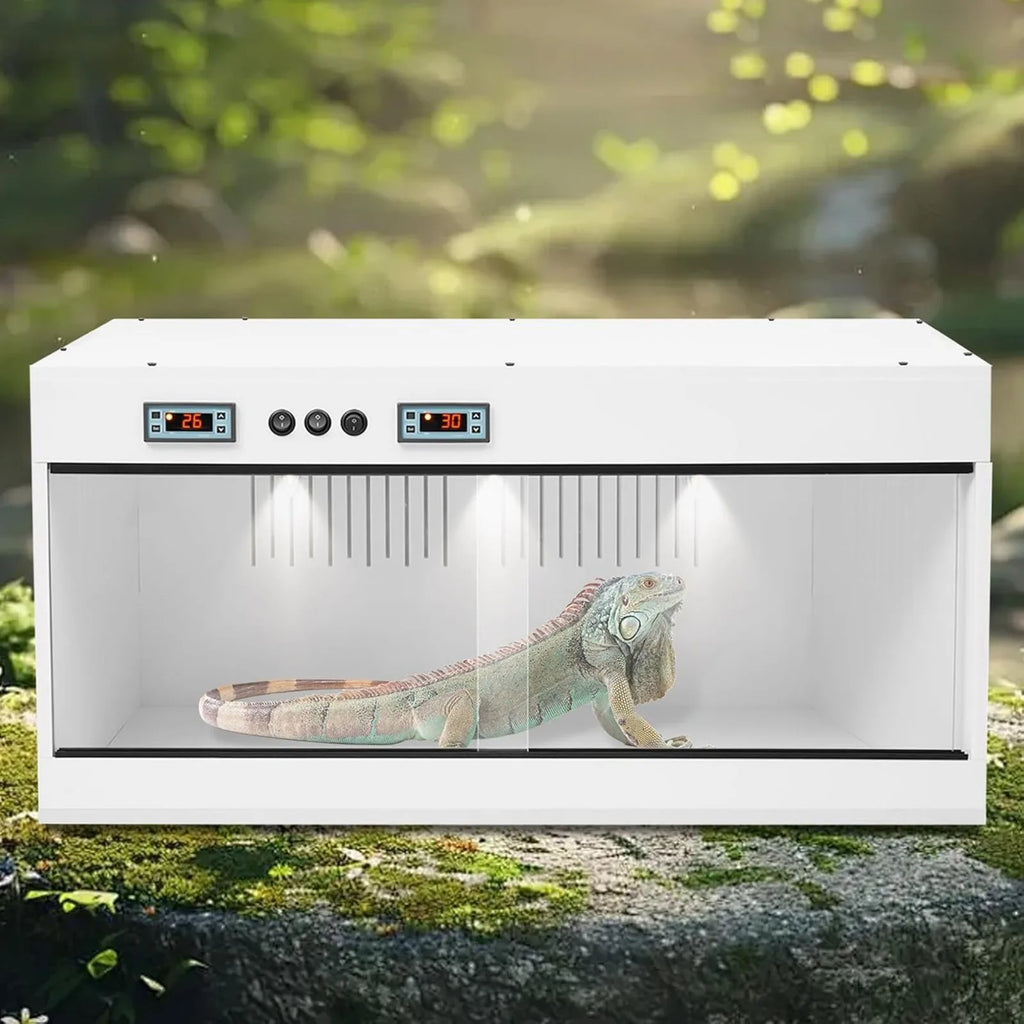 Large Reptile Tank Front Opening w/ Temperature Control Glass Sliding Door for Lizard Snake