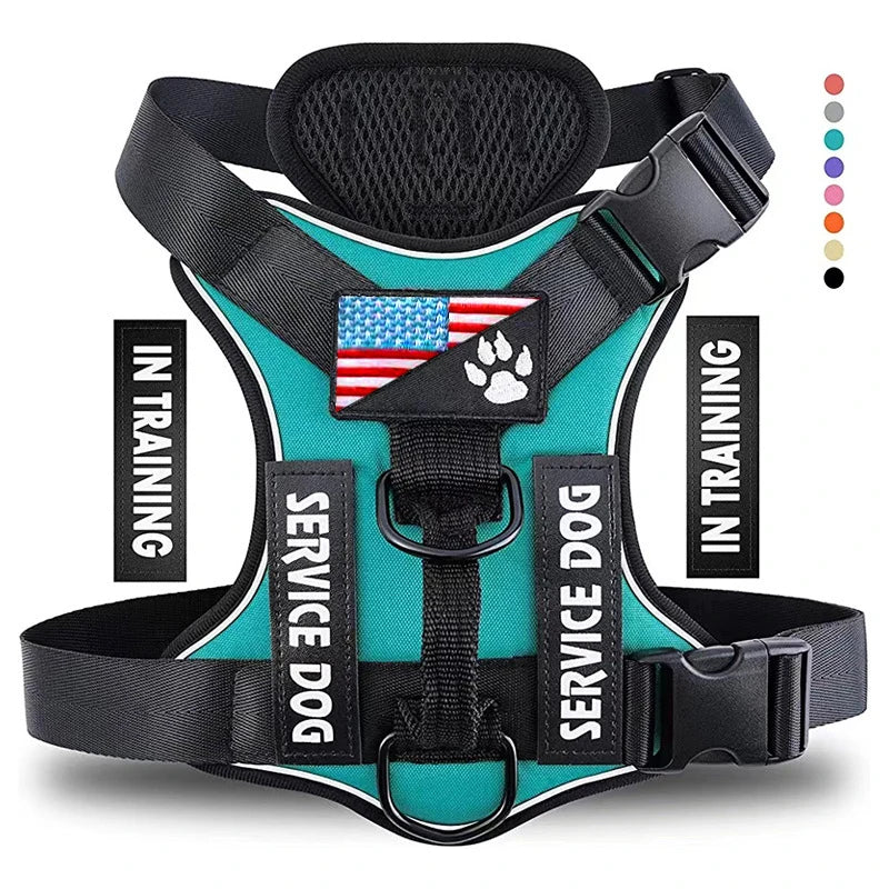 Service Dog Harness, Reflective Dog Vest with 5 PCS Patches, Adjustable Soft
