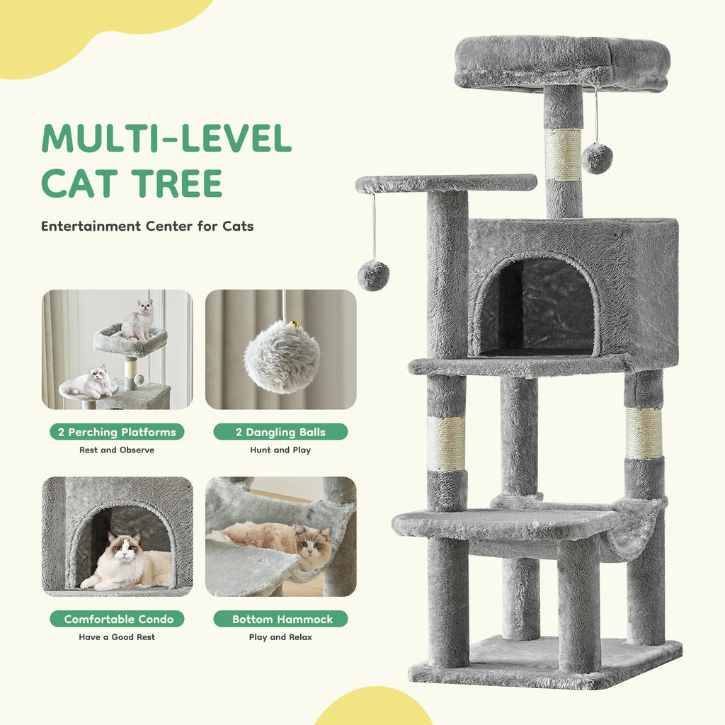 44In Cat Tree Tall Multi-Cat Climbing Tower