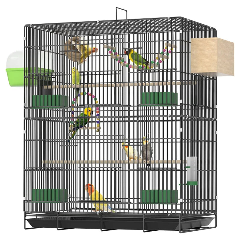 Large Bird Cage Multi Level Double Deck Spacious Easy Clean Indoor/Outdoor Cockatiel Budgie