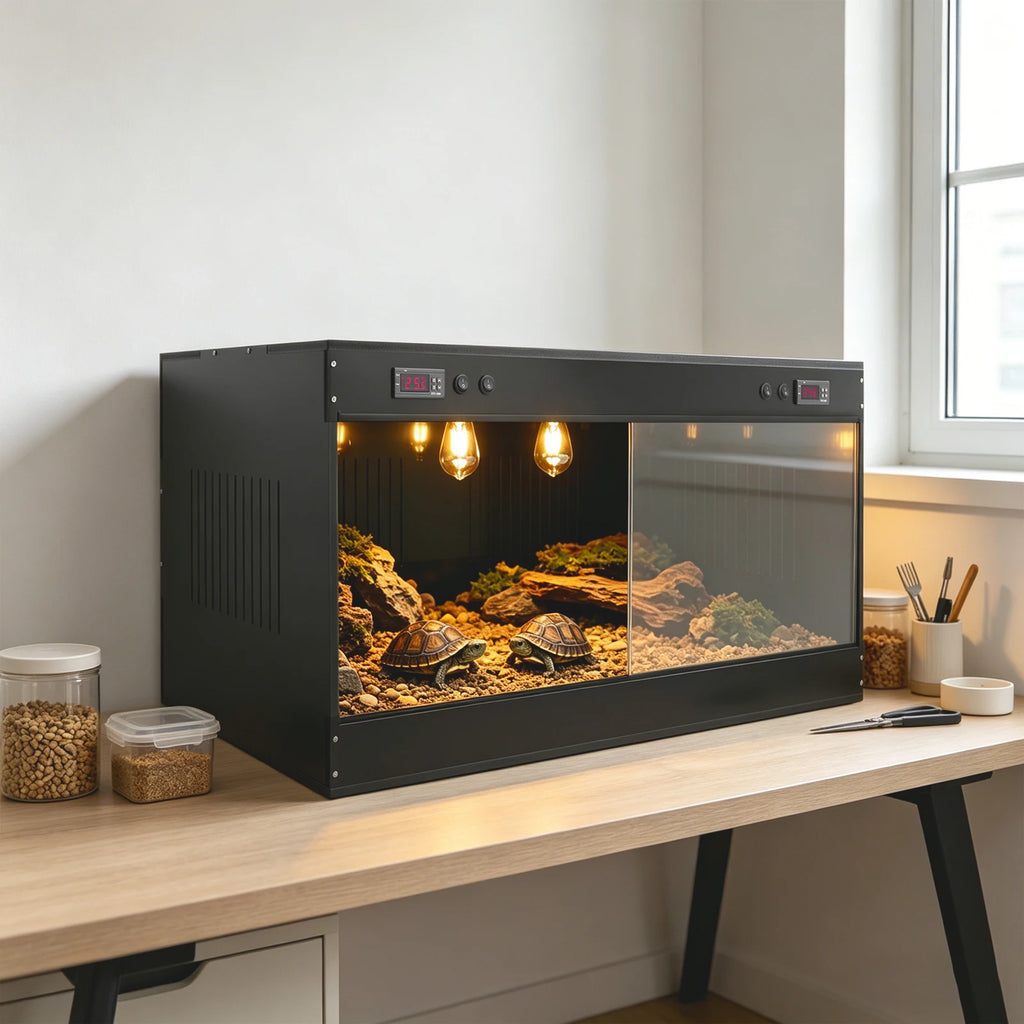 Reptile Terrarium w/ Temperature Control, Dual Zone Thermostat & for Gecko Snake Turtle